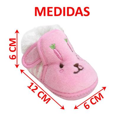 Imagem de Pantufas Sapatinho Para Bebês Coelhinho Forrada com tiras autocolantes