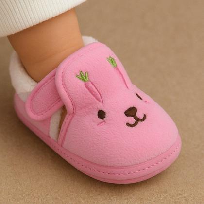 Imagem de Pantufas Sapatinho Para Bebês Coelhinho Forrada com tiras autocolantes