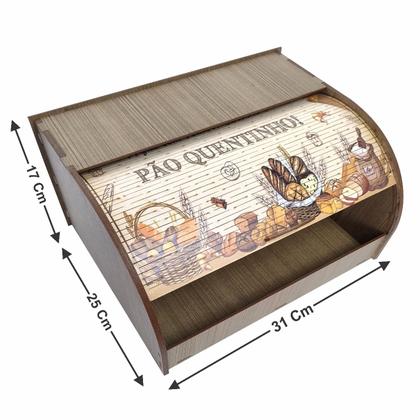 Imagem de Pão Quentinho Caixa de Pão Tampa Deslizante MDF Decor Cozinha Organizada