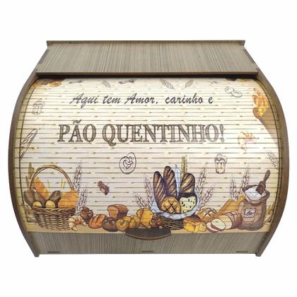 Imagem de Pão Quentinho Caixa de Pão Tampa Deslizante MDF Decor Cozinha Organizada
