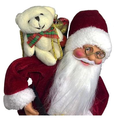 Imagem de Papai Noel 30cm Boneco Com Ursinho Decoração Natalina