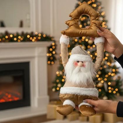 Imagem de Papai Noel 48cm Com Árvore Para Pendurar Enfeite Natalino