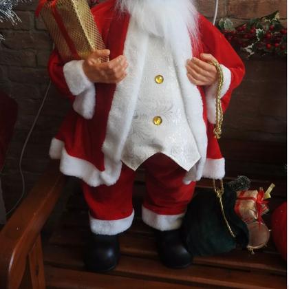 Imagem de Papai Noel 80cm com Saco De Presente Decoração Enfeite Natal, papai noel vermelho com saco presente