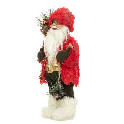 Imagem de Papai Noel Boneco 30cm Enfeite Luxo Botas Esquimo Decoracao Natalina Adorno Vermelho Dourado 