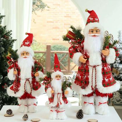 Imagem de Papai Noel Decorativo Luxo Vermelho 30cm Decoração Natalina