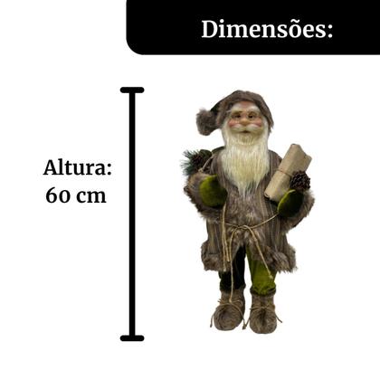 Imagem de Papai Noel em Pé 60 cm Enfeite Boneco Natalino Com saco Verde Presente D&A