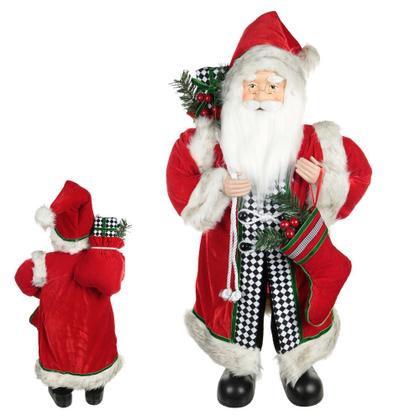 Imagem de Papai Noel em Pé Vermelho e Branco Com Barrado 30cm