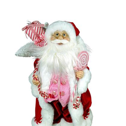 Imagem de Papai Noel Em Pe Vermelho e Rosa 45cm Florarte 80389001