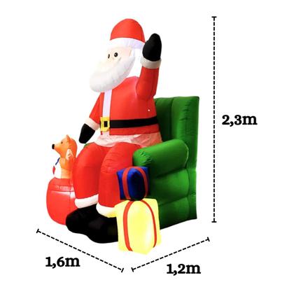 Imagem de Papai Noel Inflável Poltrona Luz Led Decoração Natal 2,3m