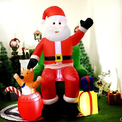 Imagem de Papai Noel Inflável Poltrona Luz Led Decoração Natal 2,3m