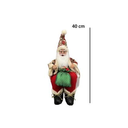 Imagem de Papai Noel Musical Sentado Musical Estampa Natal 40cm
