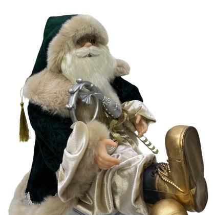 Imagem de Papai Noel Sentado com Cajado 45 cm Cor verde Tok da Casa