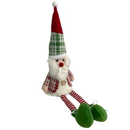 Imagem de Papai Noel Sentado Natal Natalino Acende Luz Pernas Moles Iluminado Decoraçao Fim de Ano Festa Enfeite Mesa Estante Casa Trabalho Evento Confraterniza