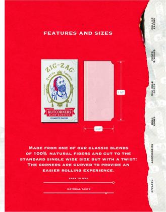 Imagem de Papéis para enrolar ZIG-ZAG Original Kutcorner 70 mm, pacote com 24