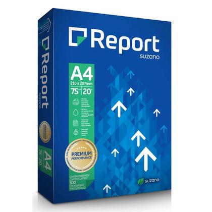 Imagem de Papel A4 Resma Sulfite - 10 unidades - 500 Folhas cada - 75g/m² - Branco - Report Premium