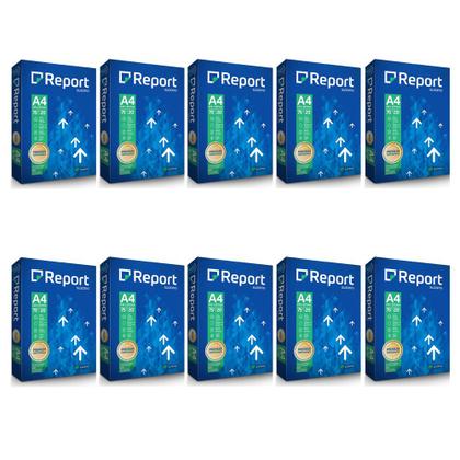 Imagem de Papel A4 Resma Sulfite - 10 unidades - 500 Folhas cada - 75g/m² - Branco - Report Premium