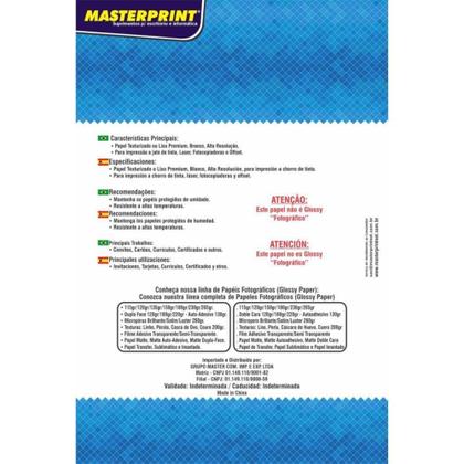 Imagem de Papel A4 Verge Branco 180G - Masterprint
