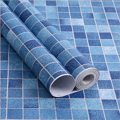 Imagem de Papel Adesivo Contact De Parede Pastilha Azul 45 Cm X 5 Metros