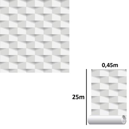 Imagem de Papel Adesivo Decorativo Gesso Abstrato 3D Geométrico 25m