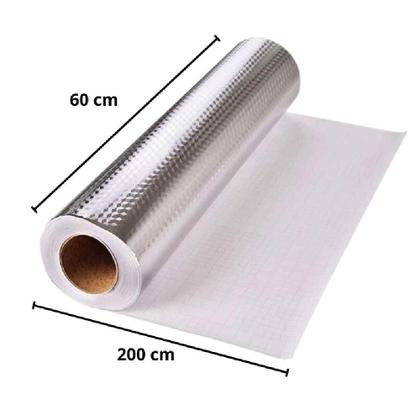 Imagem de Papel adesivo lavavel aluminio parede impermeavel folha autoadesiva 2m forro protetor 200cm cozinha fogao forro gaveta p