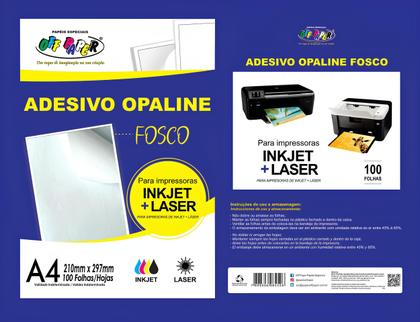 Imagem de Papel Adesivo Opaline Fosco A4 100 Folhas Off Paper Inkjet + Laser