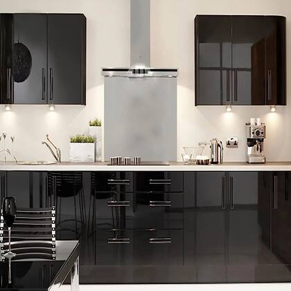 Imagem de Papel Adesivo Preto Brilho Envelopar Geladeira Fogão 3m x 1m