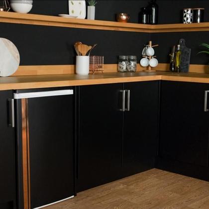 Imagem de Papel Adesivo Preto Fosco Envelopar Geladeira Fogão 2m x 1m