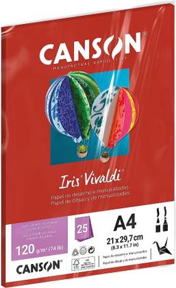 Imagem de Papel Canson Iris Vivaldi Vermelho com 25 Folhas A4 185g - 66661511