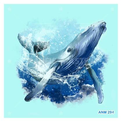 Imagem de Papel De Parede 3D Animais Baleia Azul Pulando 3,5M Anm294