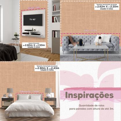 Imagem de Papel de parede 3D Auto Adesivo efeito tecido linho bege Estampado Decorativo Vinil Quarto 15m