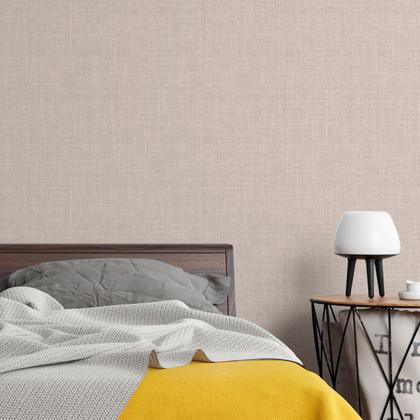 Imagem de Papel de parede 3D Auto Colante efeito tecido linho Bege creme decorativo Quarto Sala 3m