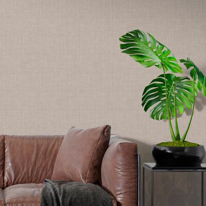 Imagem de Papel de parede 3D Auto Colante efeito tecido linho Bege creme decorativo Quarto Sala 3m