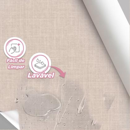 Imagem de Papel de parede 3D Auto Colante efeito tecido linho Bege creme decorativo Quarto Sala 3m