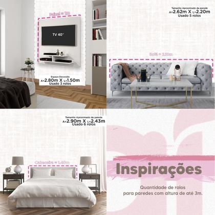 Imagem de Papel de parede 3D Lavavel efeito tecido linho Branco Vinil Estampado Decorativo Quarto 18m