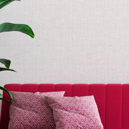 Imagem de Papel de parede 3D Lavavel efeito tecido linho Branco Vinil Estampado Decorativo Quarto 6m