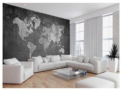 Imagem de Papel De Parede 3D Mapa Mundi Cimento Concreto 3,5M Nmu51