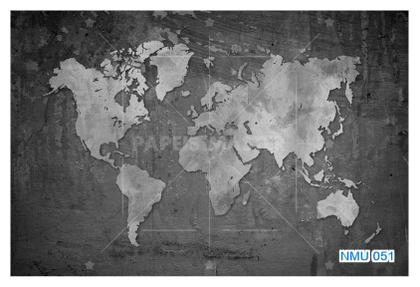 Imagem de Papel De Parede 3D Mapa Mundi Cimento Concreto 3,5M Nmu51