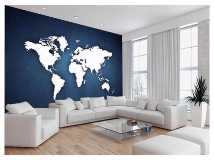 Imagem de Papel De Parede 3D Mapa Mundi Concreto Cimento 3,5M Nmu20