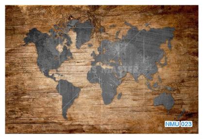 Imagem de Papel De Parede 3D Mapa Mundi Madeira Concreto 3,5M Nmu23