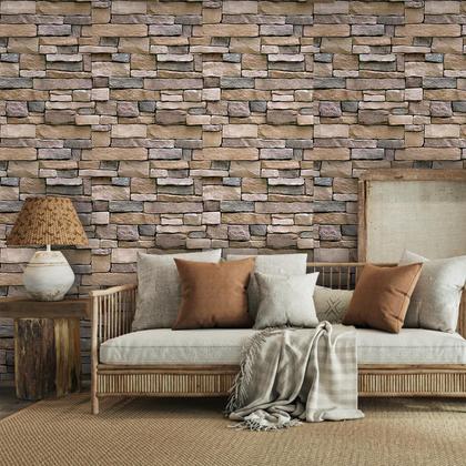 Imagem de Papel de parede Abyssaly Stone Brick Peel and Stick 45 cm x 15 m
