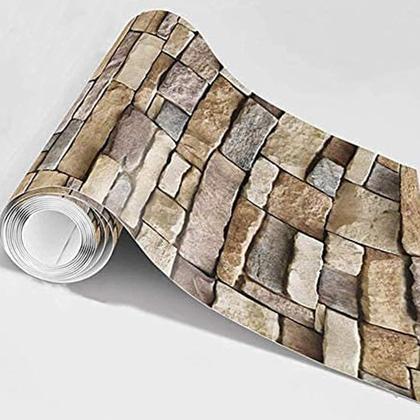 Imagem de Papel de parede Abyssaly Stone Brick Peel and Stick 45 cm x 15 m