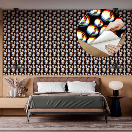 Imagem de Papel de Parede Adesivo Aliens Efeito 3D Psicodélico Preto Teen Juvenil Quarto Sala de Jogos