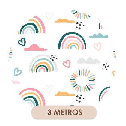 Imagem de Papel de Parede Adesivo Arco Íris Céu Nuvem Colorido Bebê Infantil Moderno Quarto 