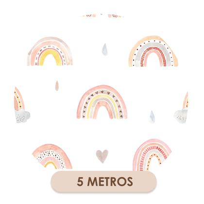 Imagem de Papel de Parede Adesivo Arco íris Colorido Menina Infantil Bebê Moderno Quarto