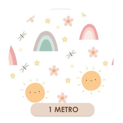 Imagem de Papel De Parede Adesivo Arco Iris Sol Flor Quarto Infantil 1m