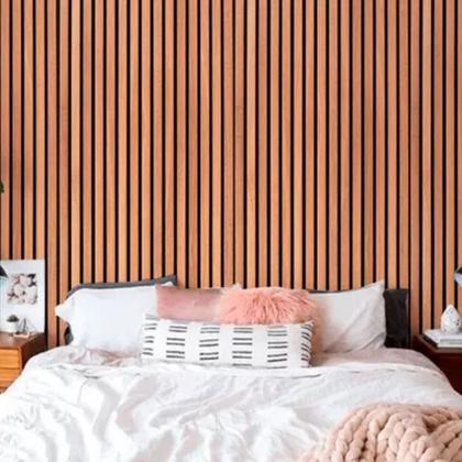 Imagem de Papel de Parede Adesivo Auto Colante Ripado de Madeira Escura Marrom  Sala Quarto Decoração para Casa 5 Metros 45cm