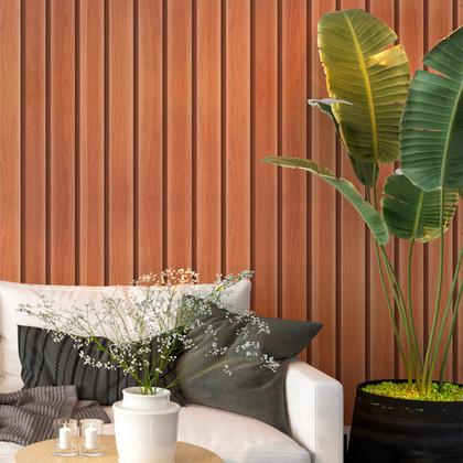 Imagem de Papel De Parede Adesivo Autocolante 3d Lavável Madeira Ripado Decorativo Quarto Sala 10mX45cm