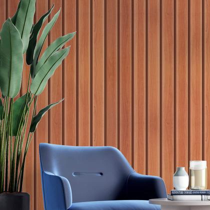 Imagem de Papel De Parede Adesivo Autocolante 3d Lavável Madeira Ripado Decorativo Quarto Sala 10mX45cm