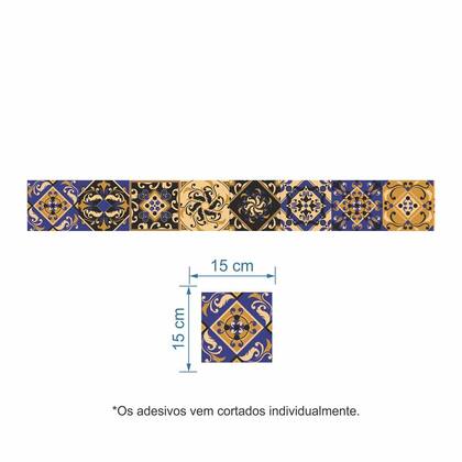 Imagem de Papel de parede Adesivo Azulejo Decorativo Preto/Azul