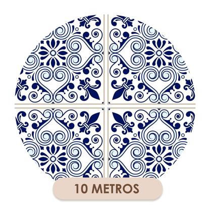 Imagem de Papel de Parede Adesivo Azulejo Português Branco Azul Clássico Colonial Barroco Moderno Quarto Sala de Estar